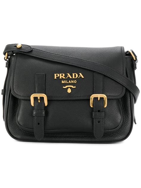 prada black leather buckle flap messenger bag|Black Leather Shoulder Bag .